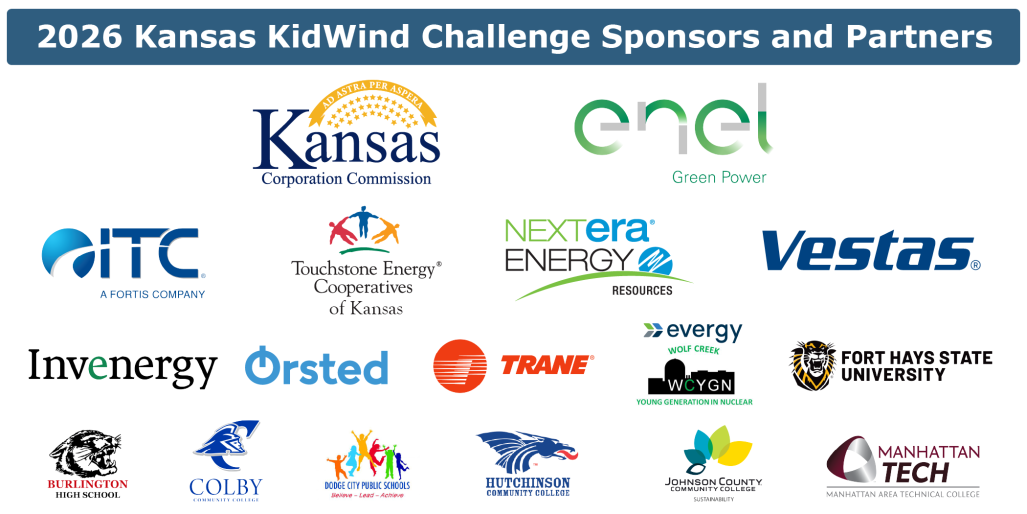 Image showing logos for all 2026 KidWind Challenge sponsors and partners