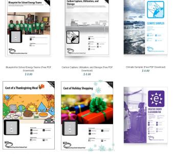 Screenshot of NEED Curricula, which includes six thumbnail images to different guides