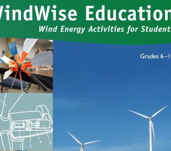 Screenshot of WindWise Curriculum front page (images of wind turbines)