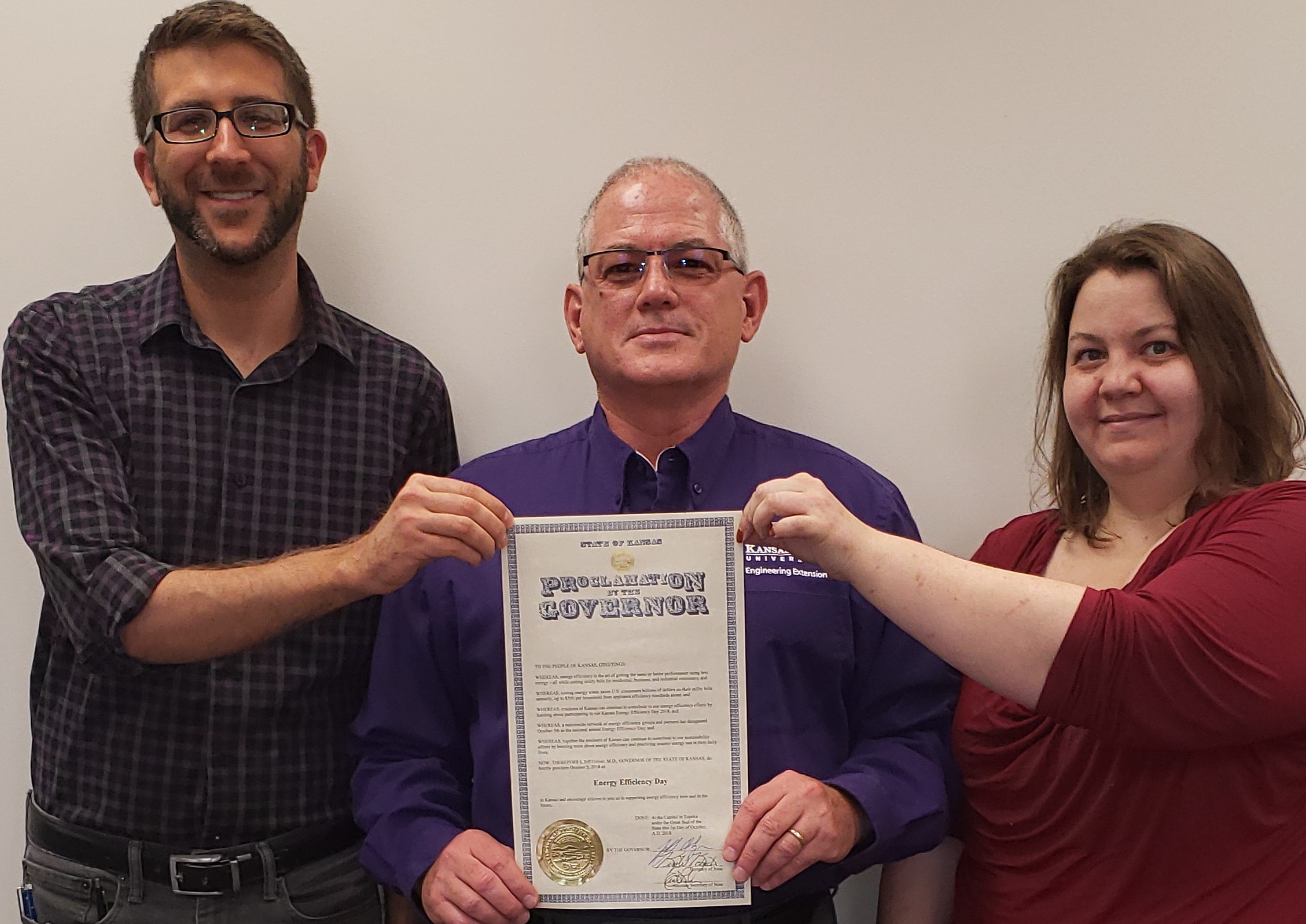 KEP Staff with Kansas Energy Efficiency Day Proclamation - Oct. 5, 2018