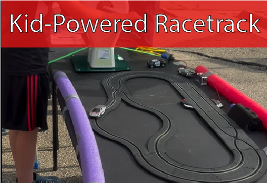 Racetrack with a race car on tabletop 