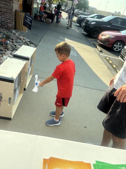 student testing mini windmill