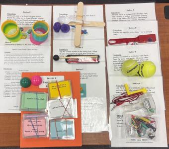 all material and handouts on table for energy station lesson