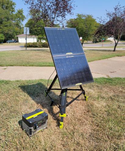 solar panel set up outside