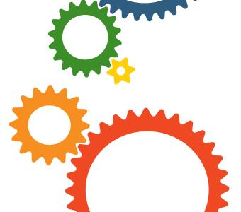 5 different sized gears, compound gear